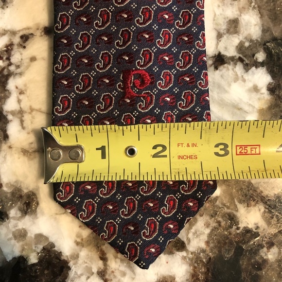 Vintage Pierre Cardin Paisley Motif Navy & Red Necktie Tie - Paris New York - Picture 3 of 7